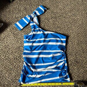 Lime Ricki Capri Stripe One-Shoulder Tankini Top (Medium)